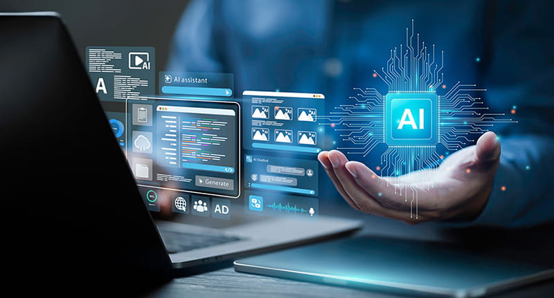 ReadyPlatform AI Dashboard Mockup showing analytics and communication logs